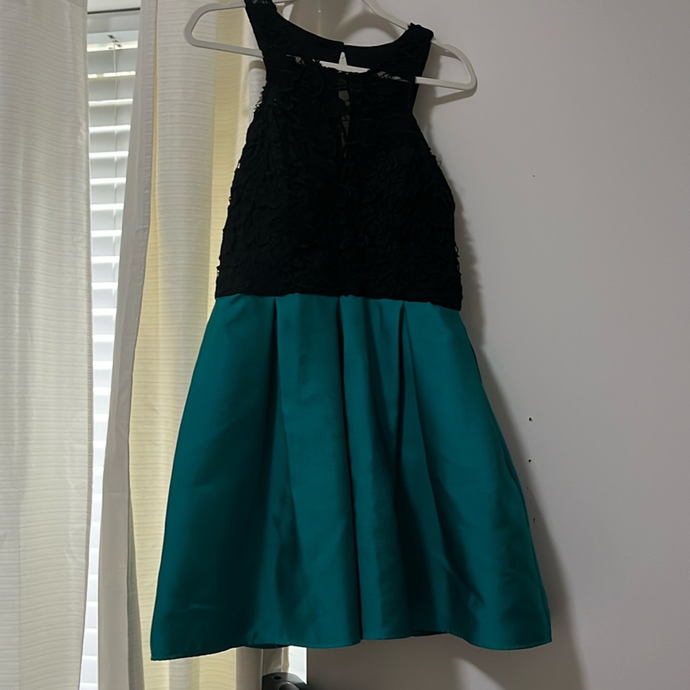 Teal and black formal dress